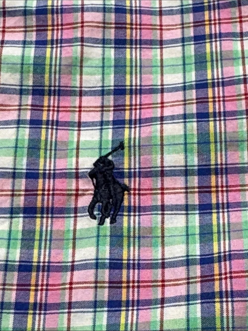 Ralph Lauren Boys Short-Sleeve Plaid Button-Down in Pink, Green, Blue, & White